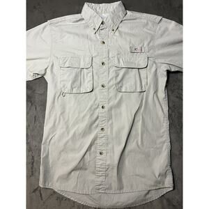 World‎ Wide Sportsman Men’s Small Short Sleeve Fishing Button Up Shirt Beige